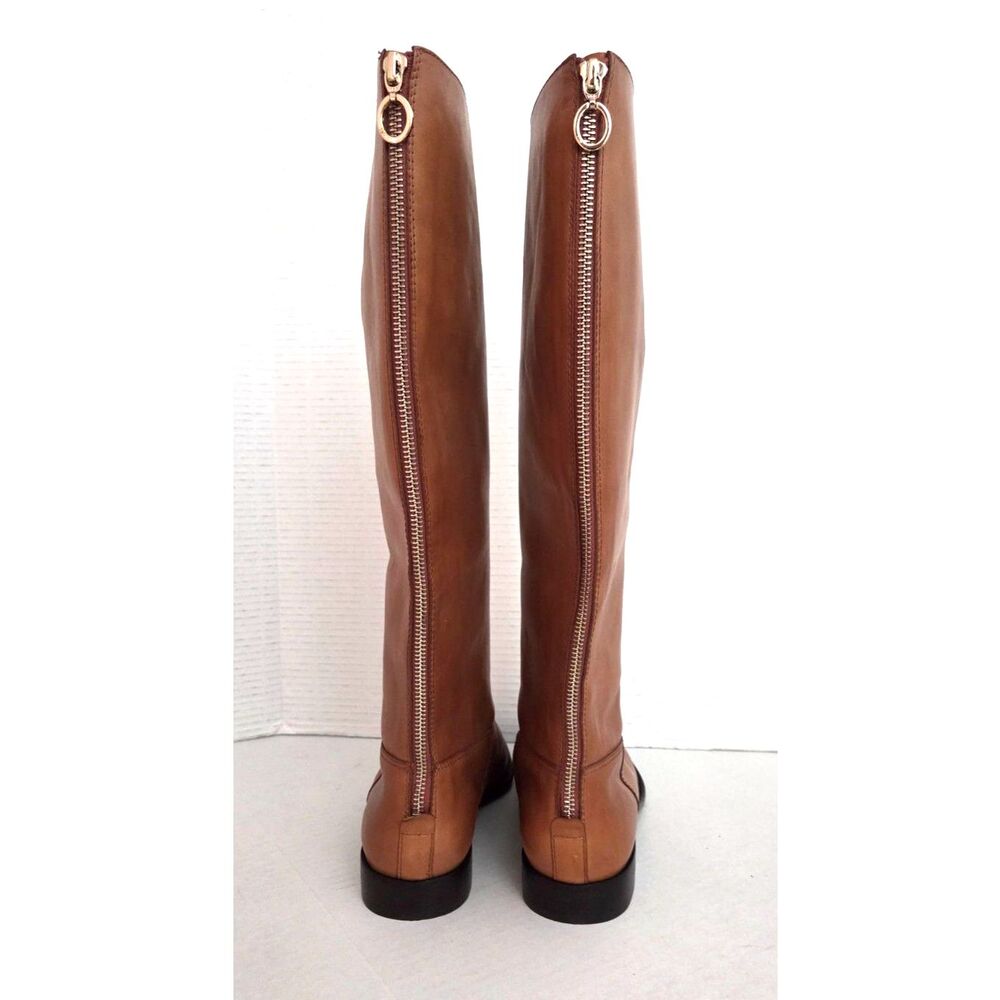 Diane von Furstenberg DVF Made in Brazil Toffee Back Zip Leather Riding Boots 10